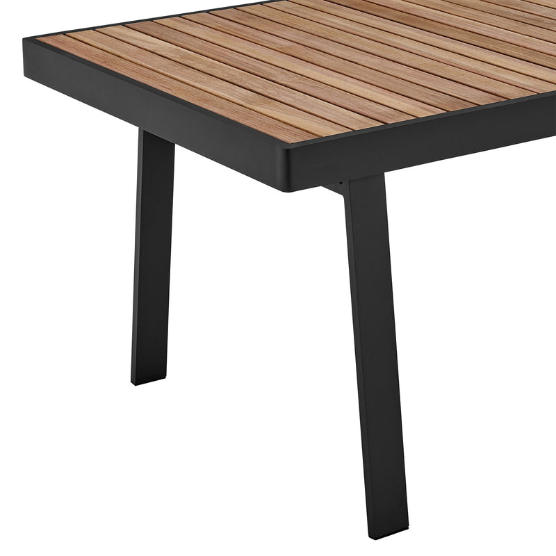 Nofi Outdoor Patio Dining Table in Charcoal Finish with Teak Wood Top - Furniture City (CA)l
