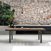 Nofi Outdoor Patio Dining Table in Charcoal Finish with Teak Wood Top - Furniture City (CA)l