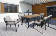 Nofi Outdoor Patio Dining Table in Charcoal Finish with Teak Wood Top - Furniture City (CA)l