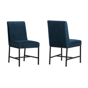 Napoli Blue Velvet and Black Leg Modern Accent Dining Chair- Set of 2 - Furniture City (CA)l