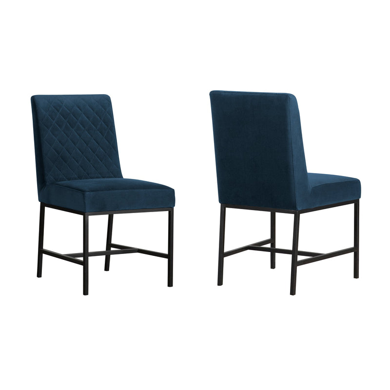 Napoli Blue Velvet and Black Leg Modern Accent Dining Chair- Set of 2 - Furniture City (CA)l