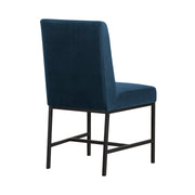 Napoli Blue Velvet and Black Leg Modern Accent Dining Chair- Set of 2 - Furniture City (CA)l