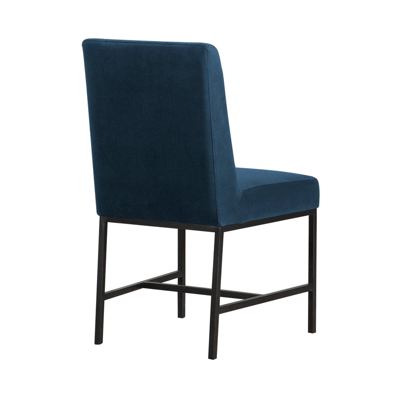 Napoli Blue Velvet and Black Leg Modern Accent Dining Chair- Set of 2 - Furniture City (CA)l