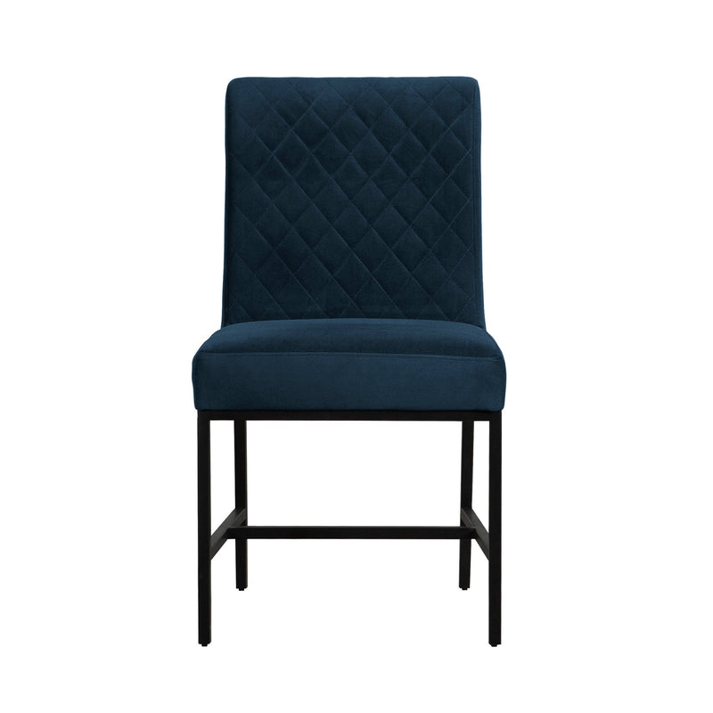 Napoli Blue Velvet and Black Leg Modern Accent Dining Chair- Set of 2 - Furniture City (CA)l