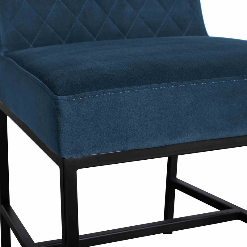 Napoli Blue Velvet and Black Leg Modern Accent Dining Chair- Set of 2 - Furniture City (CA)l