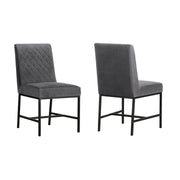 Napoli Gray Velvet and Black Leg Modern Dining Accent Chair-Set of 2 - Furniture City (CA)l