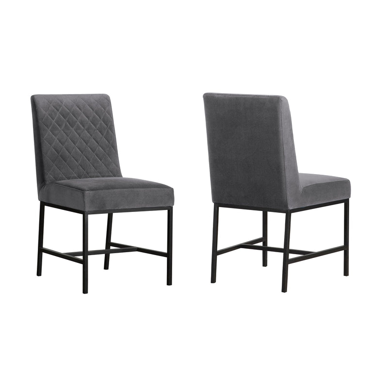 Napoli Gray Velvet and Black Leg Modern Dining Accent Chair-Set of 2 - Furniture City (CA)l