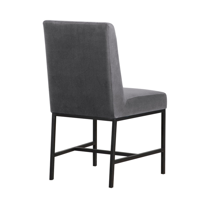 Napoli Gray Velvet and Black Leg Modern Dining Accent Chair-Set of 2 - Furniture City (CA)l
