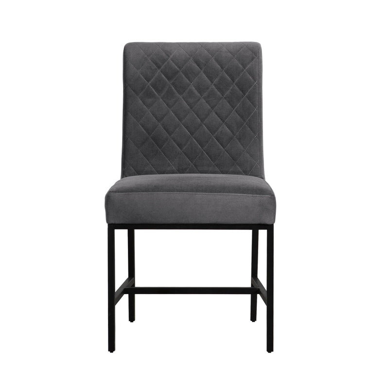 Napoli Gray Velvet and Black Leg Modern Dining Accent Chair-Set of 2 - Furniture City (CA)l