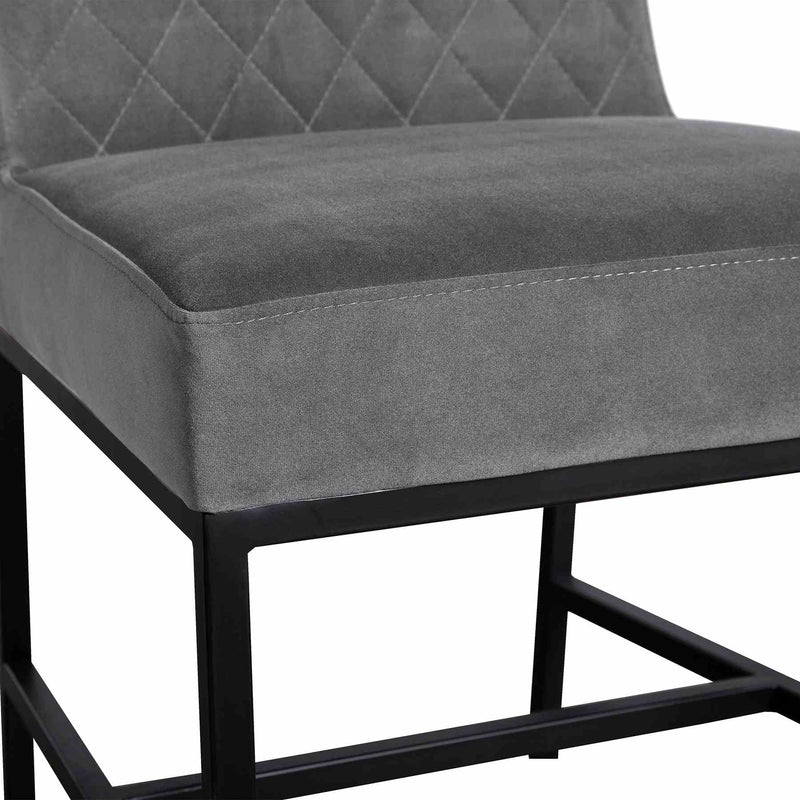 Napoli Gray Velvet and Black Leg Modern Dining Accent Chair-Set of 2 - Furniture City (CA)l