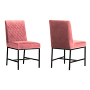 Napoli Pink Velvet and Black Leg Modern Accent Dining Chair- Set of 2 - Furniture City (CA)l