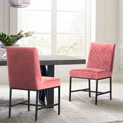 Napoli Pink Velvet and Black Leg Modern Accent Dining Chair- Set of 2 - Furniture City (CA)l