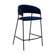 Nara 26" Blue Faux Leather and Metal Counter Height Barstool with Black frame - Furniture City (CA)l