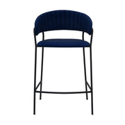 Nara 26" Blue Faux Leather and Metal Counter Height Barstool with Black frame - Furniture City (CA)l