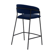 Nara 26" Blue Faux Leather and Metal Counter Height Barstool with Black frame - Furniture City (CA)l