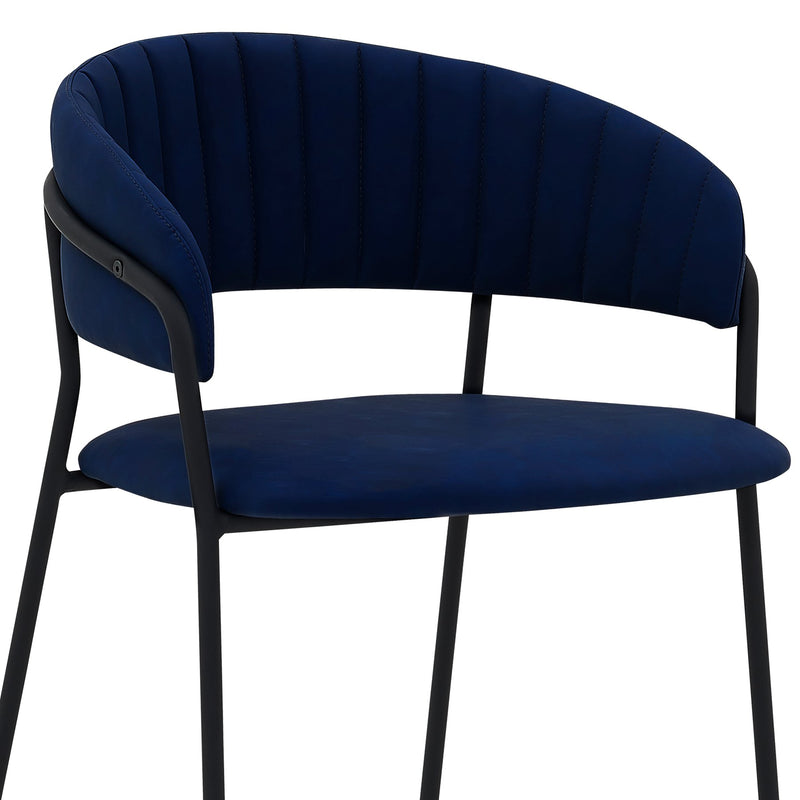 Nara 26" Blue Faux Leather and Metal Counter Height Barstool with Black frame - Furniture City (CA)l
