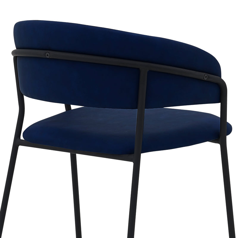 Nara 26" Blue Faux Leather and Metal Counter Height Barstool with Black frame - Furniture City (CA)l