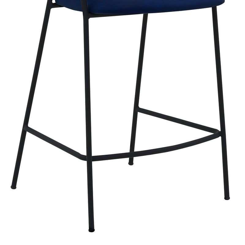 Nara 26" Blue Faux Leather and Metal Counter Height Barstool with Black frame - Furniture City (CA)l