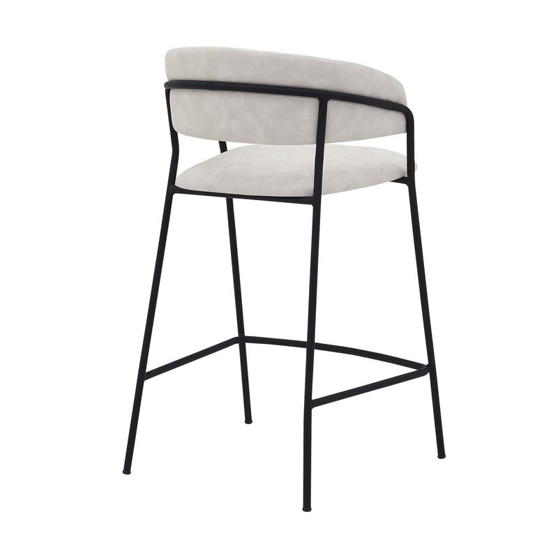 Nara 26" Cream Faux Leather and Metal Counter Height Bar Stool with Black Frame - Furniture City (CA)l