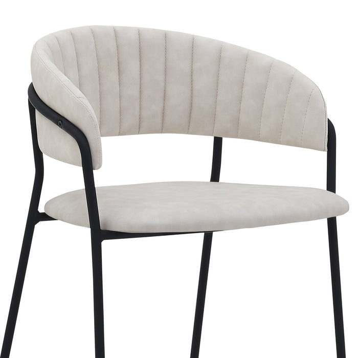 Nara 26" Cream Faux Leather and Metal Counter Height Bar Stool with Black Frame