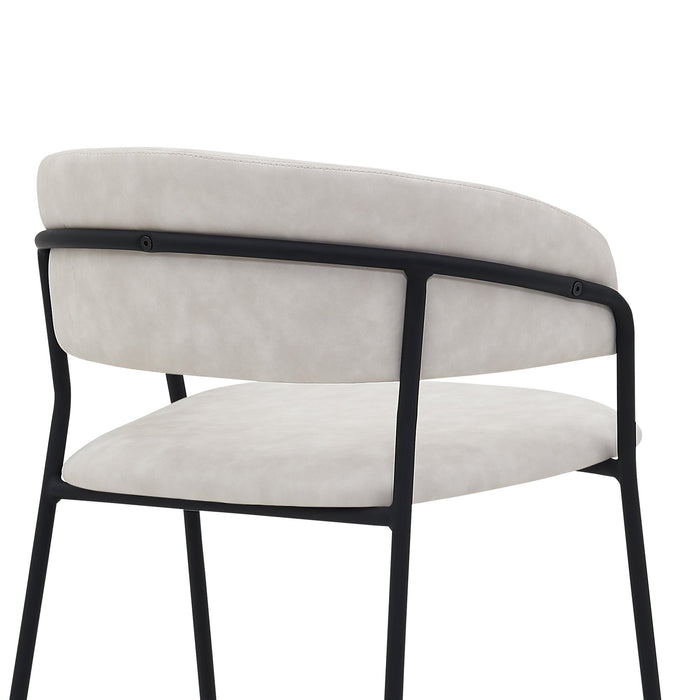 Nara 26" Cream Faux Leather and Metal Counter Height Bar Stool with Black Frame