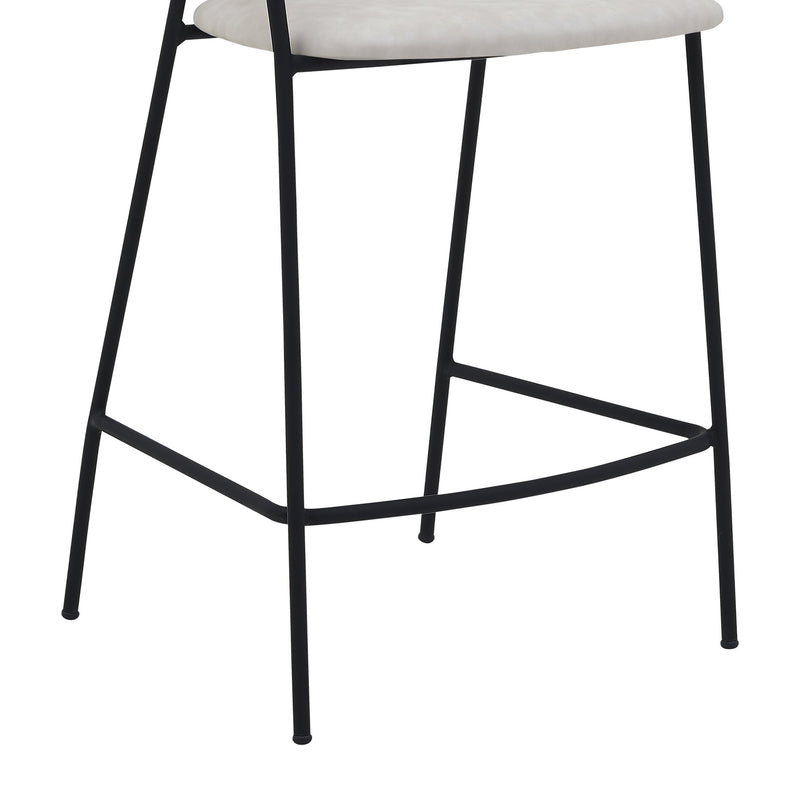 Nara 26" Cream Faux Leather and Metal Counter Height Bar Stool with Black Frame - Furniture City (CA)l