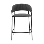 Nara 26" Gray Faux Leather and Metal Counter Height Barstool with Black Frame - Furniture City (CA)l