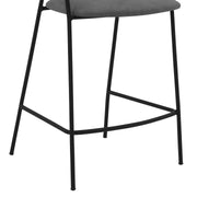 Nara 26" Gray Faux Leather and Metal Counter Height Barstool with Black Frame - Furniture City (CA)l