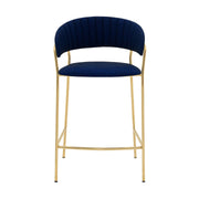 Nara 26" Blue Faux Leather and Metal Counter Height Barstool with Gold Frame - Furniture City (CA)l