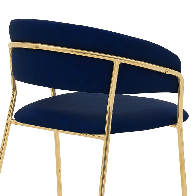 Nara 26" Blue Faux Leather and Metal Counter Height Barstool with Gold Frame - Furniture City (CA)l
