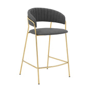 Nara 26" Gray Faux Leather and Metal Counter Height Barstool with Gold Frame - Furniture City (CA)l