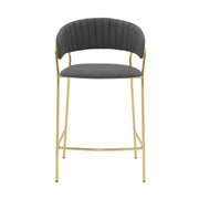Nara 26" Gray Faux Leather and Metal Counter Height Barstool with Gold Frame - Furniture City (CA)l