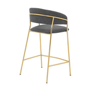 Nara 26" Gray Faux Leather and Metal Counter Height Barstool with Gold Frame - Furniture City (CA)l