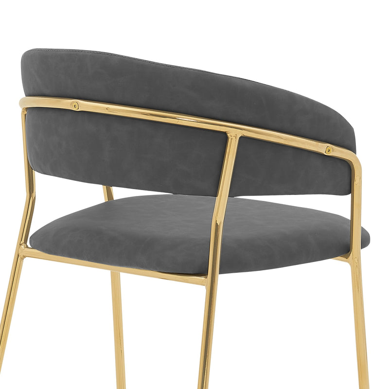 Nara 26" Gray Faux Leather and Metal Counter Height Barstool with Gold Frame - Furniture City (CA)l