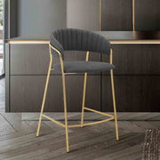 Nara 26" Gray Faux Leather and Metal Counter Height Barstool with Gold Frame - Furniture City (CA)l