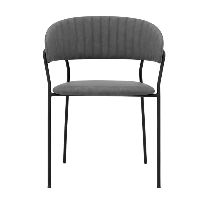 Nara Modern Gray Faux Leather and Metal Dining Room Chairs - Set of 2