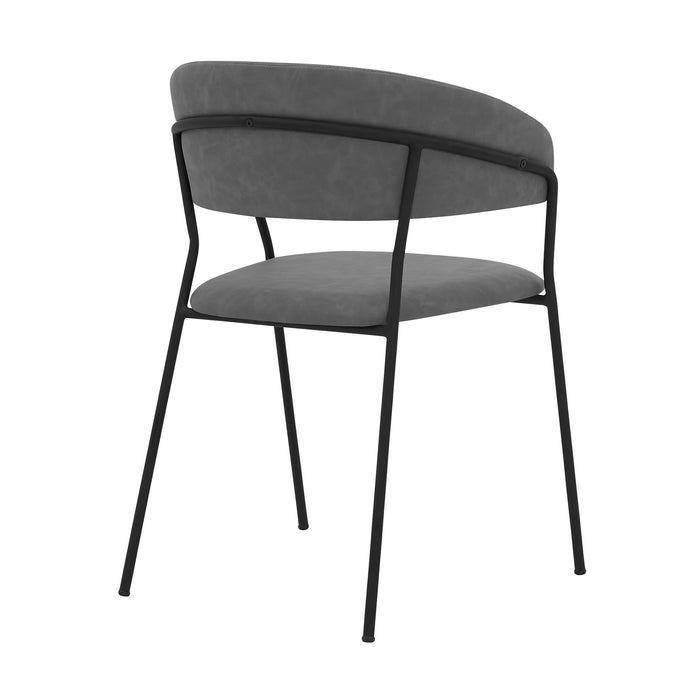 Nara Modern Gray Faux Leather and Metal Dining Room Chairs - Set of 2