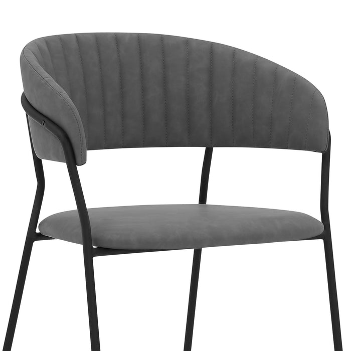 Nara Modern Gray Faux Leather and Metal Dining Room Chairs - Set of 2