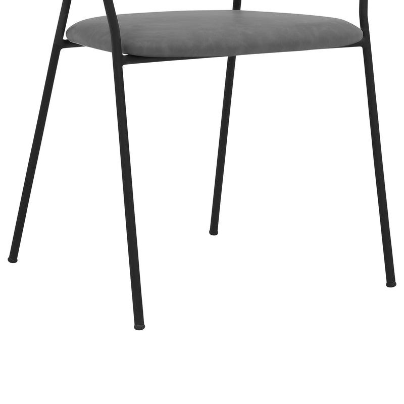 Nara Modern Gray Faux Leather and Metal Dining Room Chairs - Set of 2 - Furniture City (CA)l