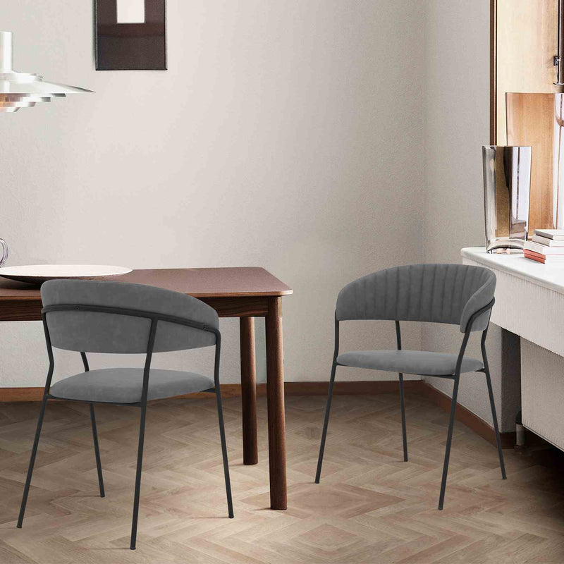 Nara Modern Gray Faux Leather and Metal Dining Room Chairs - Set of 2 - Furniture City (CA)l
