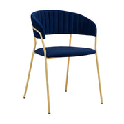 Nara Modern Blue Velvet and Gold Metal Leg Dining Room Chairs - Set of 2 - Furniture City (CA)l