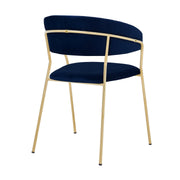 Nara Modern Blue Velvet and Gold Metal Leg Dining Room Chairs - Set of 2 - Furniture City (CA)l