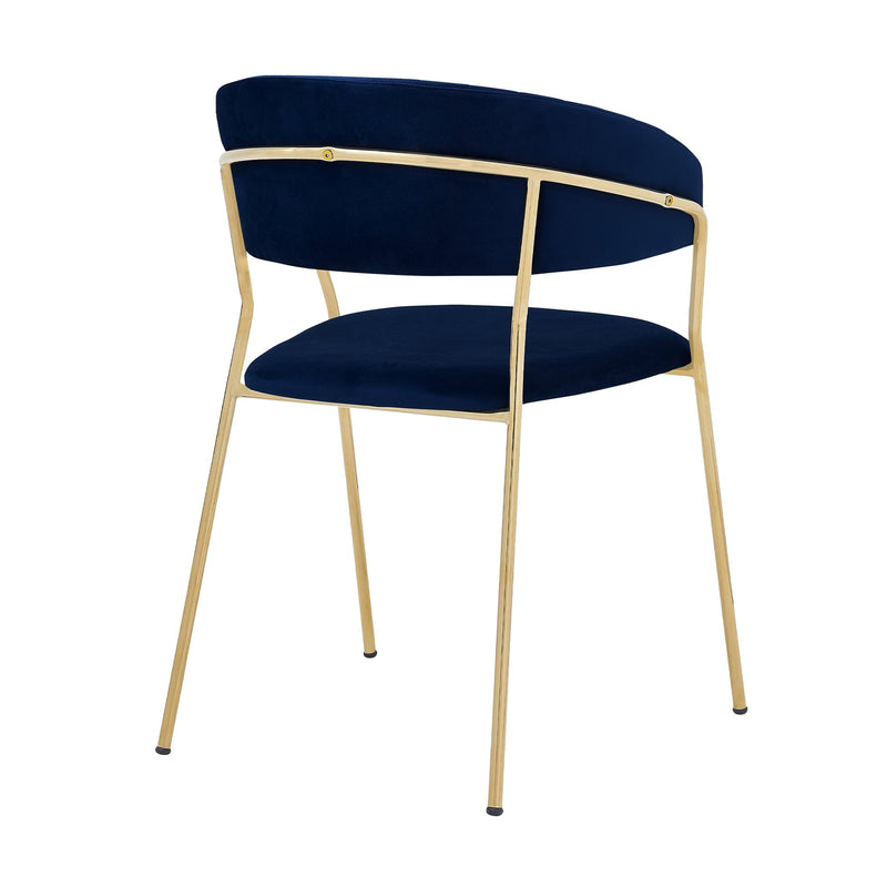 Nara Modern Blue Velvet and Gold Metal Leg Dining Room Chairs - Set of 2 - Furniture City (CA)l