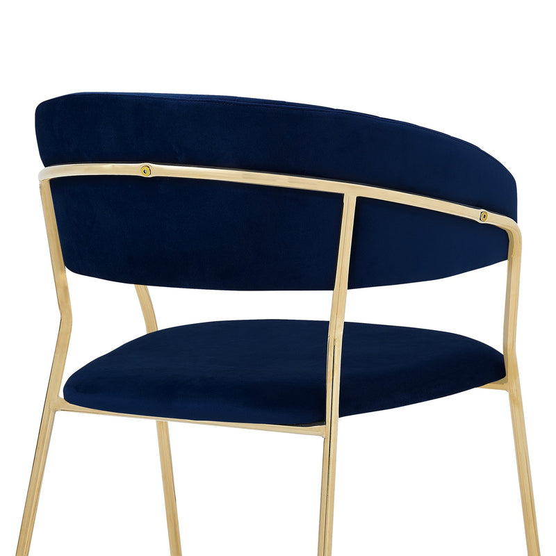 Nara Modern Blue Velvet and Gold Metal Leg Dining Room Chairs - Set of 2 - Furniture City (CA)l