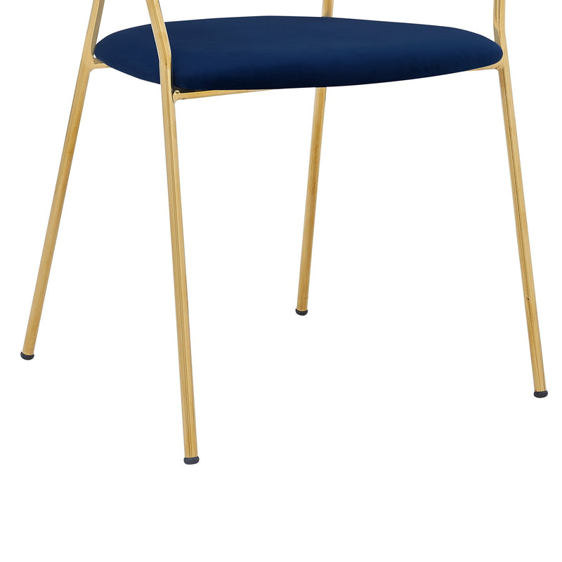 Nara Modern Blue Velvet and Gold Metal Leg Dining Room Chairs - Set of 2 - Furniture City (CA)l