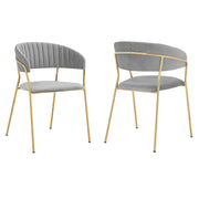Nara Modern Gray Velvet and Gold Metal Leg Dining Room Chairs - Set of 2 - Furniture City (CA)l
