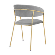 Nara Modern Gray Velvet and Gold Metal Leg Dining Room Chairs - Set of 2 - Furniture City (CA)l