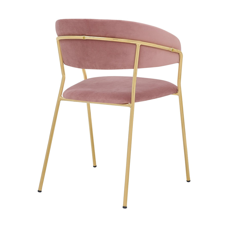 Nara Modern Pink Velvet and Gold Metal Leg Dining Room Chairs - Set of 2 - Furniture City (CA)l