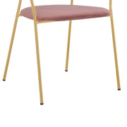 Nara Modern Pink Velvet and Gold Metal Leg Dining Room Chairs - Set of 2 - Furniture City (CA)l