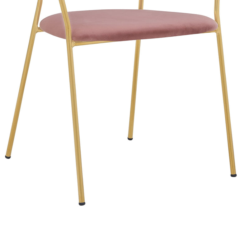 Nara Modern Pink Velvet and Gold Metal Leg Dining Room Chairs - Set of 2 - Furniture City (CA)l
